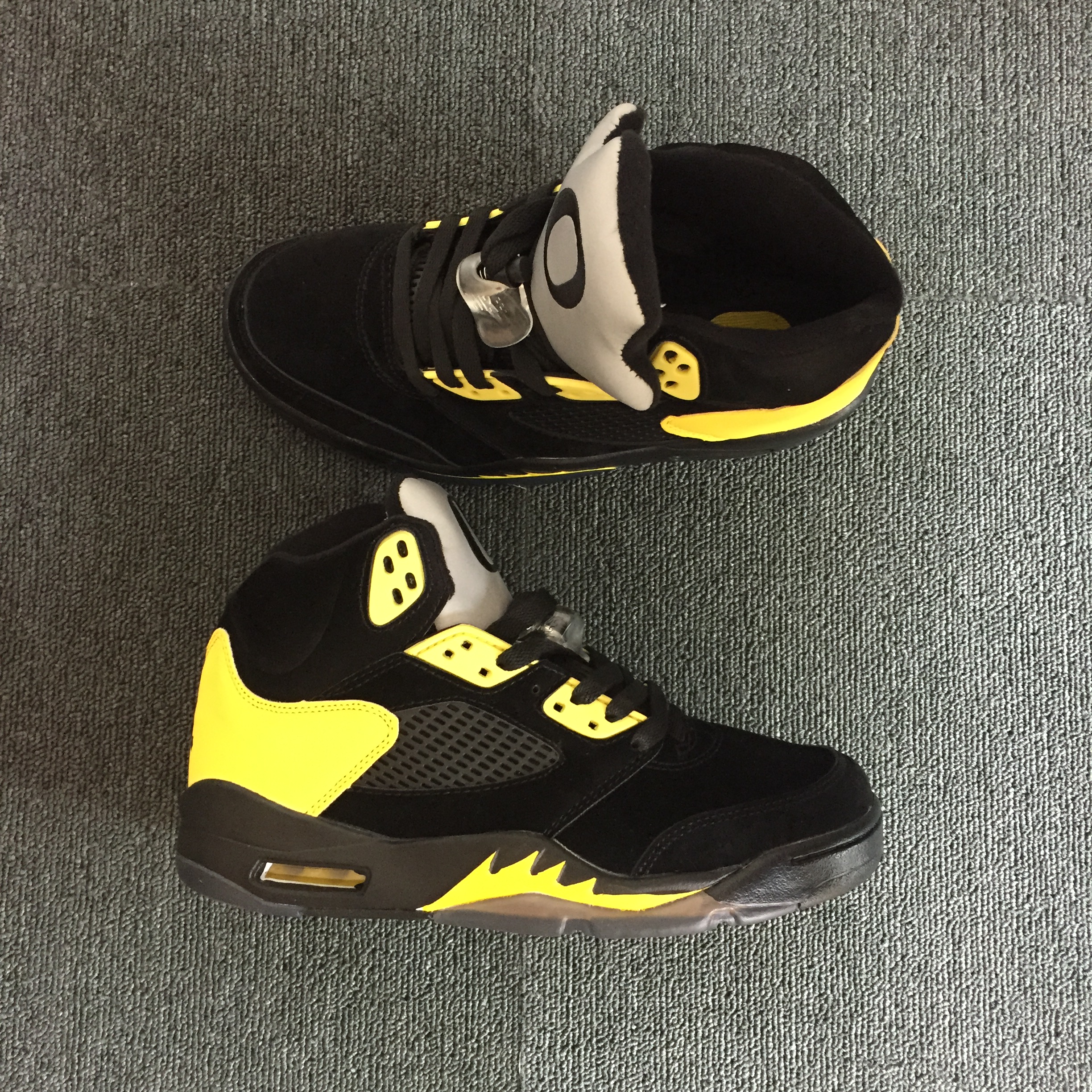 2018 Men Air Jordan 5“Oregon”PE Deek Skin Black Yellow Shoes - Click Image to Close